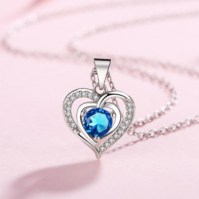925 Sterling Save the Ocean Jewelry | Ocean Blue Heart Choker 17 Styles